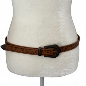 Brown Leather Belt with Ornate Buckle